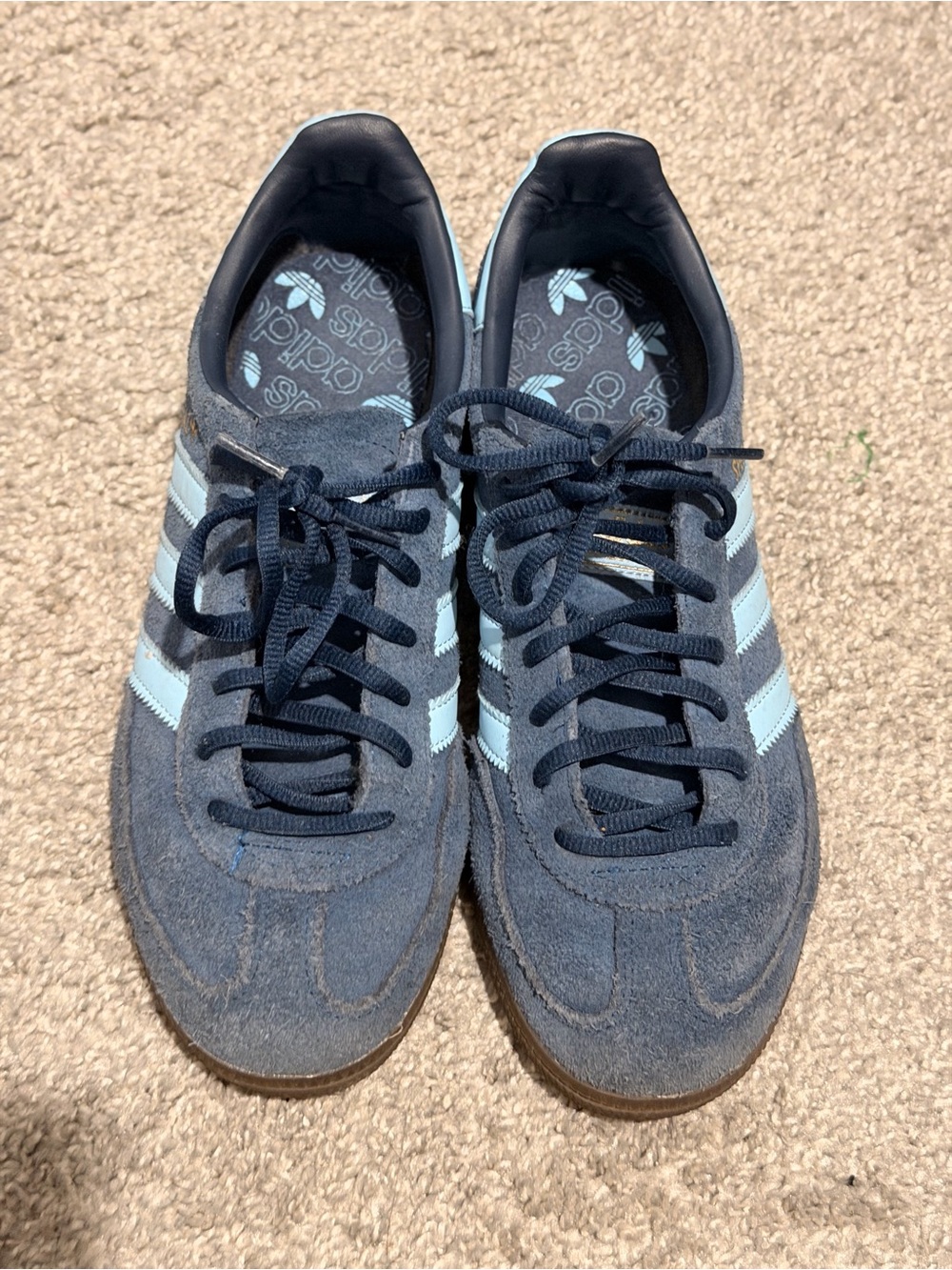 adidas Women's Navy Blue and White Suede Sneakers